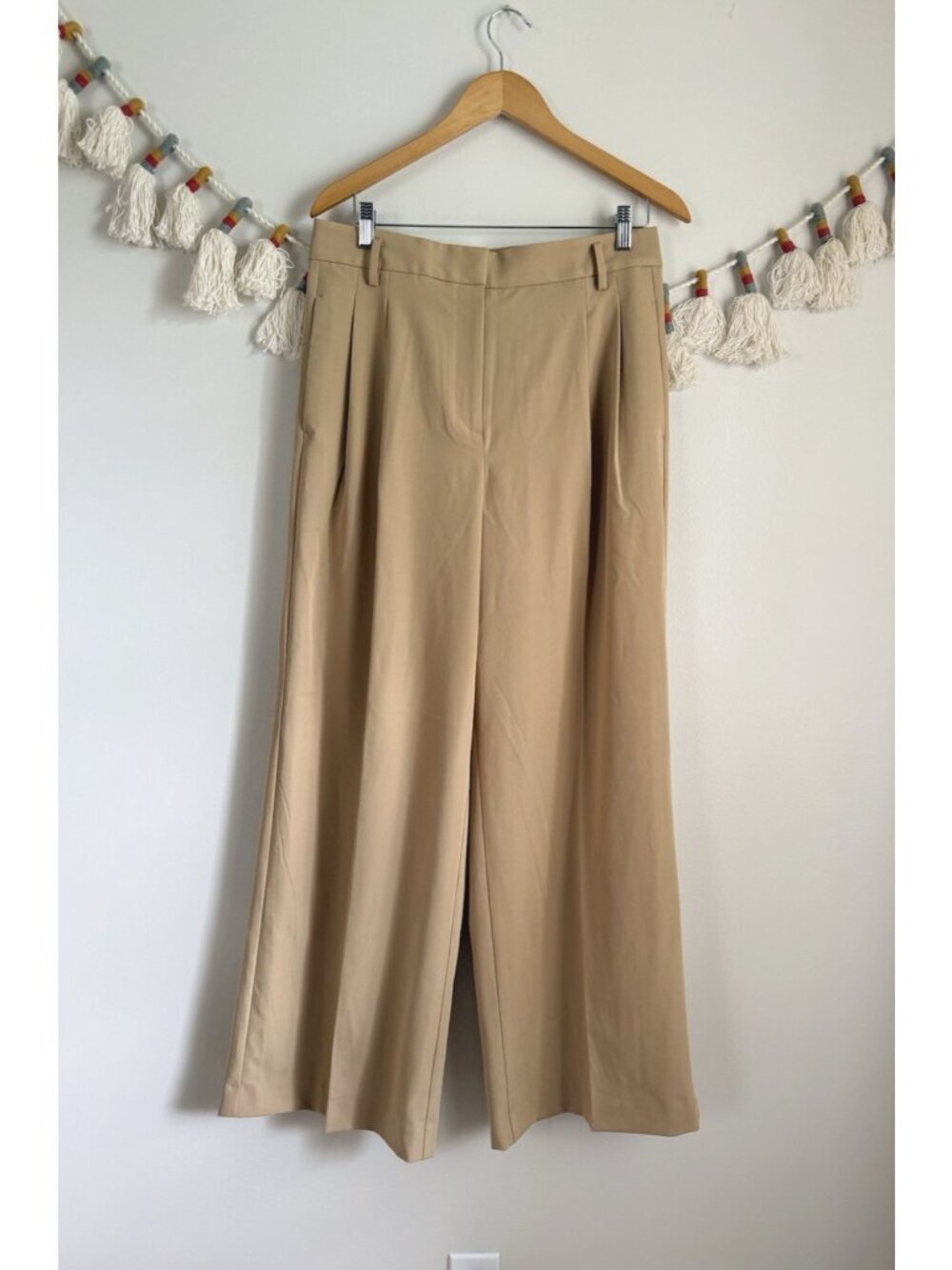 Ann Taylor The Pleated Wide Leg Trouser Pant Baguette Modest Neutral Relax 6